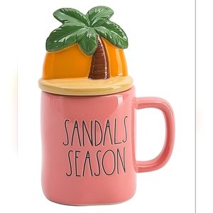 Sandal Season Figural Lidded Mug Beach Gift Island Kitchen Office Palm Summer